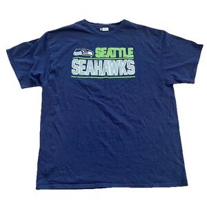NFL Seattle Seahawks Football T-Shirt Short Sleeve Navy Blue Crew neck Size XL